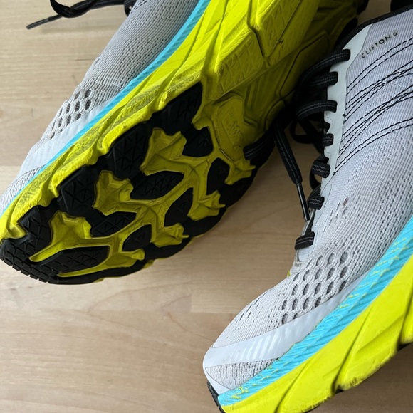 HOKA Mens Gray Yellow Blue One One Sneakers Sz 8 - Picture 8 of 15